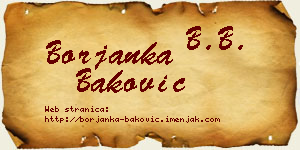 Borjanka Baković vizit kartica
